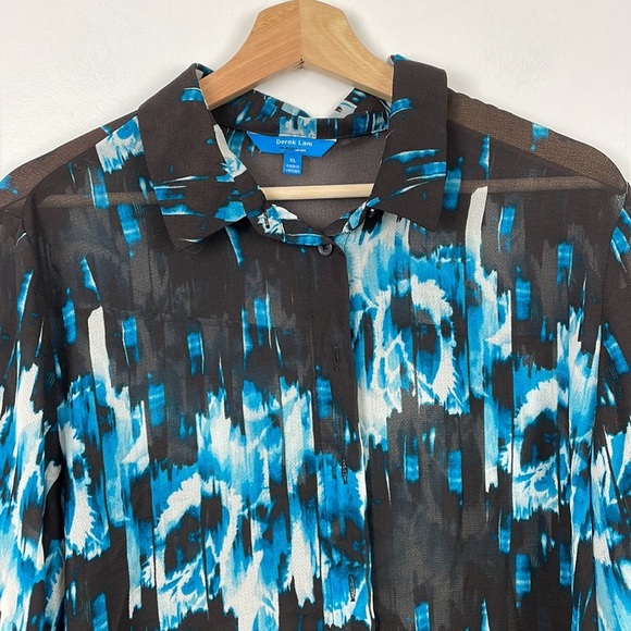 Derek Lam for design Nation blouse women size XL button down sheer lightweight - Picture 3 of 7